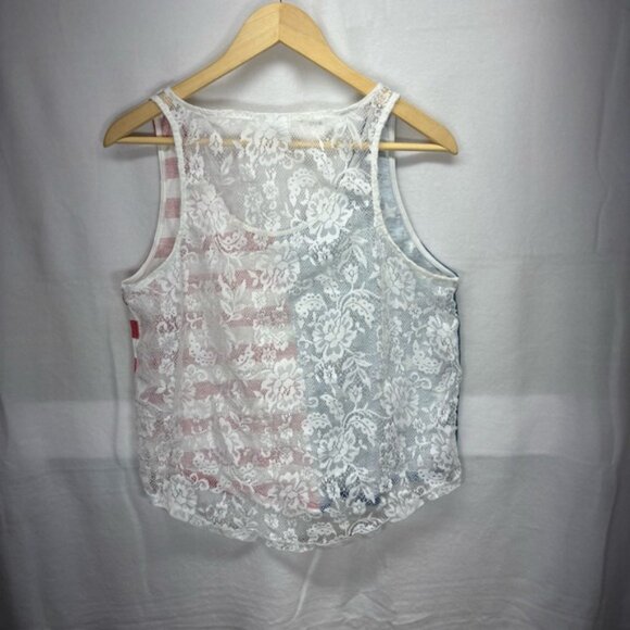 Freeze Blue and White‎ Crop Tank Top Relaxed Fit - Picture 4 of 5